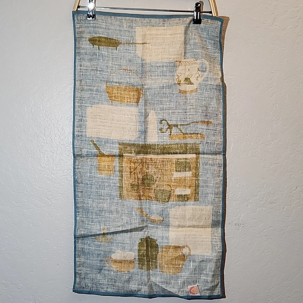 Early NEW ENGLAND Cookery Souvenir Tea Towel  Belgian Linen